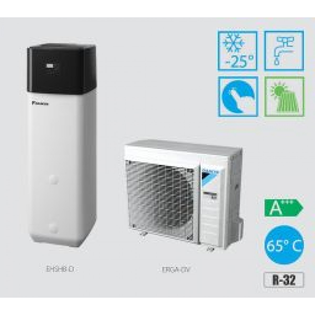 Daikin Altherma 3 ECH2O EHSXB08P50E-ERGA06EVH SOLAR 7, 74 kW su 477 L karšto vandens talpa, su vėsinimo funkcija, su 9kw tenu, 230V-400V Daikin Altherma 3 ECH2O EHSXB08P50E-ERGA06EVH SOLAR 7, 74 kW su 477 L karšto vandens talpa, su vėsinimo funkcija, su 9kw tenu, 230V-400V